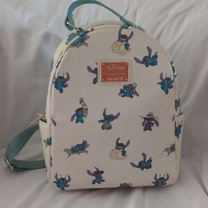 Loungefly Cream and Blue Mini Backpack with Stitch Design